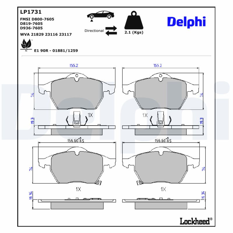Für DELPHI LP1731 Brake Pad Set, Disc Brake - Bild 9