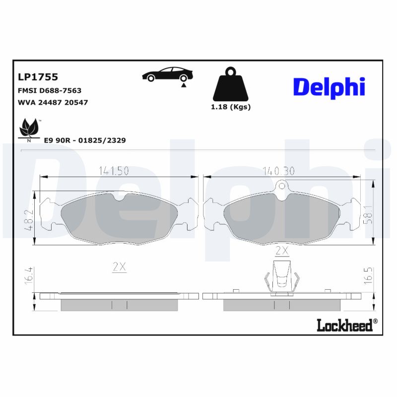 Delphi Bremsbelagsatz, Scheibenbremse [Hersteller-Nr. LP1755] für Jaguar - Bild 6