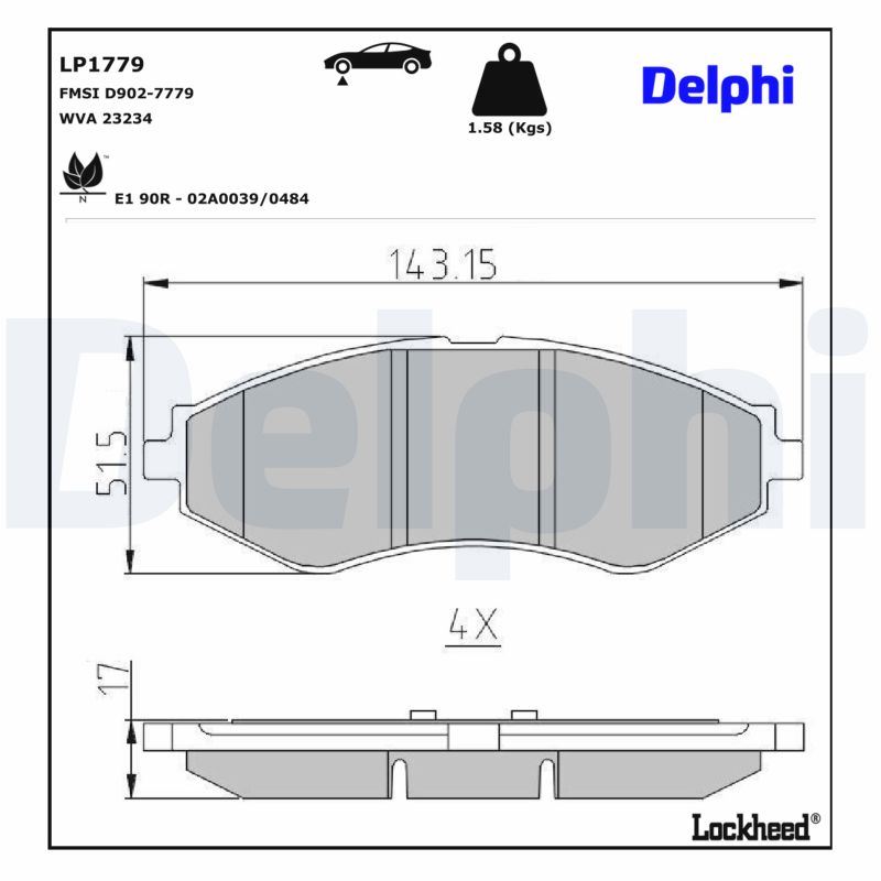 Bremsbelagsatz, Scheibenbremse LP1779 DELPHI für DAEWOO CHEVROLET - Bild 7