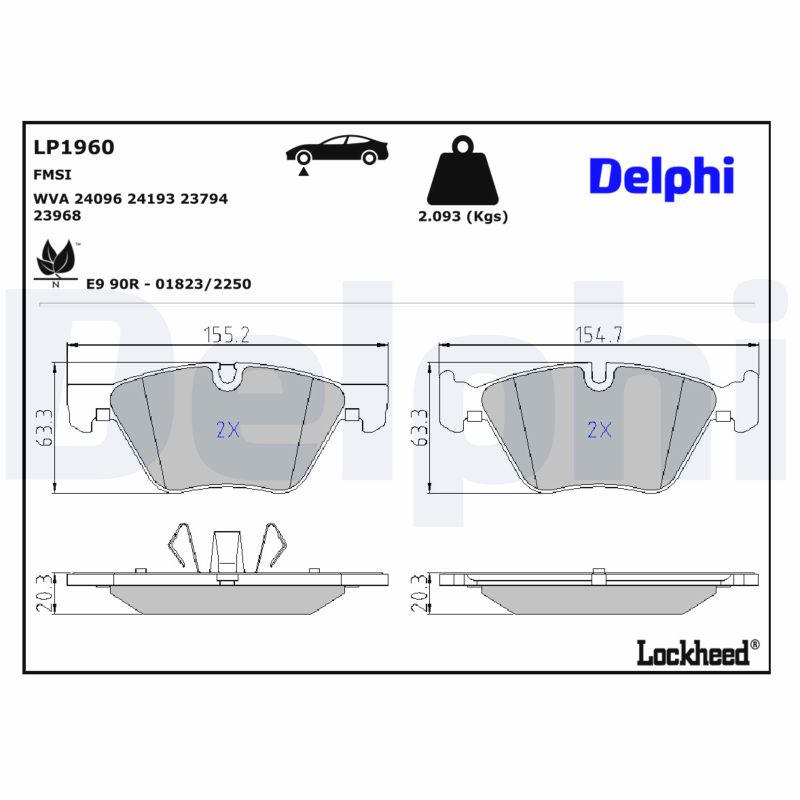 Delphi LP1960 Bremsbelag - (4-teilig) | Kompatibel mit: BMW 1, 1, 1 Coupe, 3, 3 Coupe, 3 Touring - Bild 7