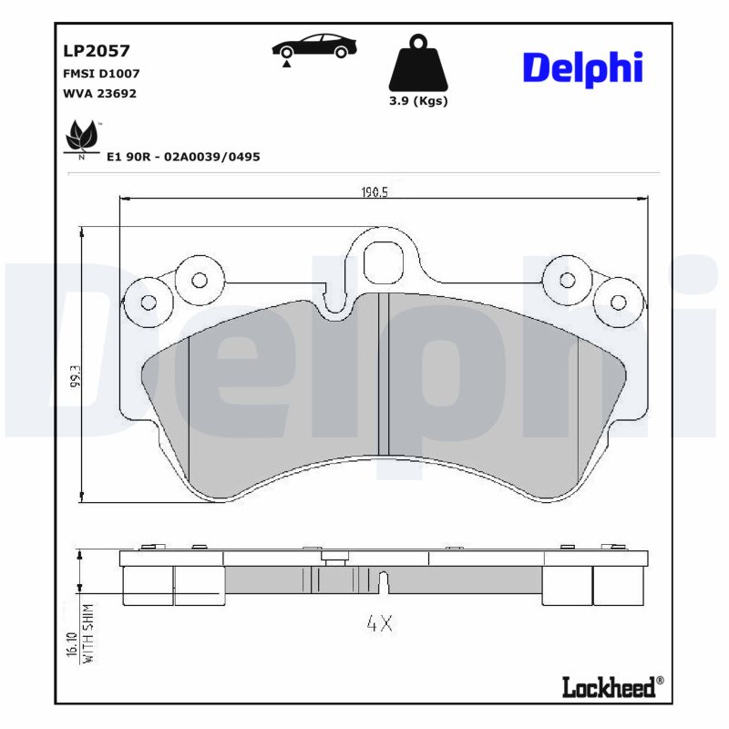 Delphi Bremsbelagsatz, Scheibenbremse [Hersteller-Nr. LP2057] für Porsche, VW - Bild 8