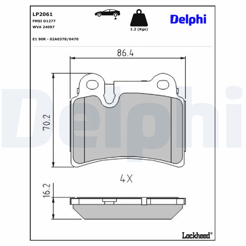 Für DELPHI LOCKHEED HAMULCE LP2061 BRAKE PAD AXLE SET VW - Bild 9
