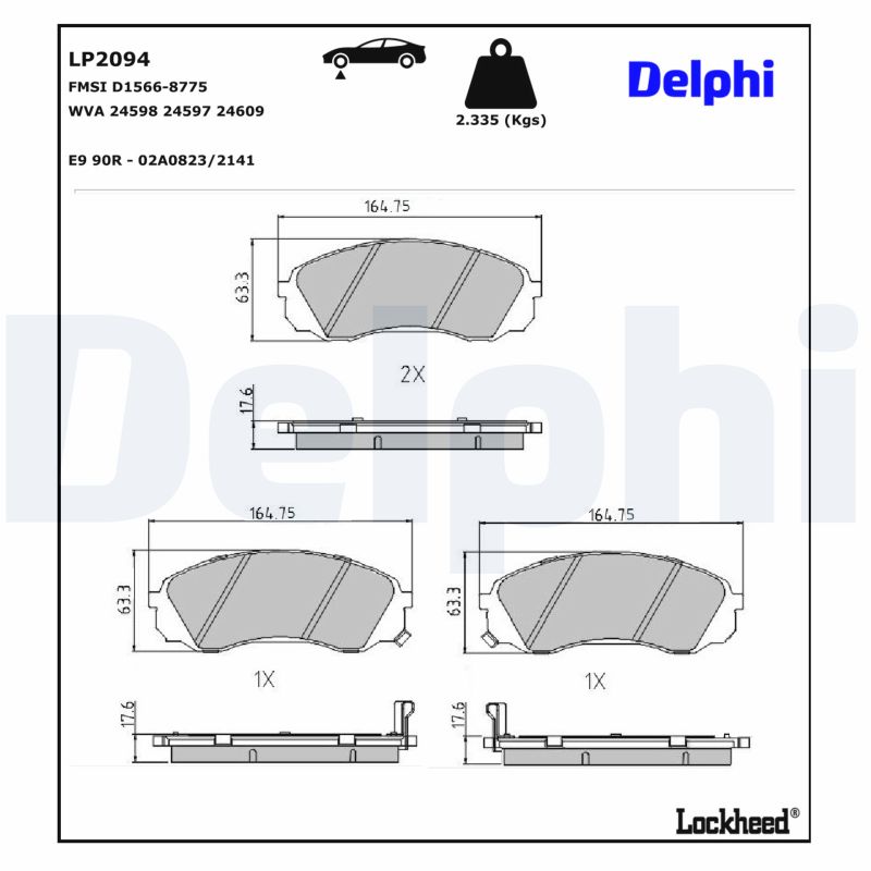 Delphi LP2094 Bremsbelagsatz für Scheibenbremse Bremsbelagsatz - Bild 7