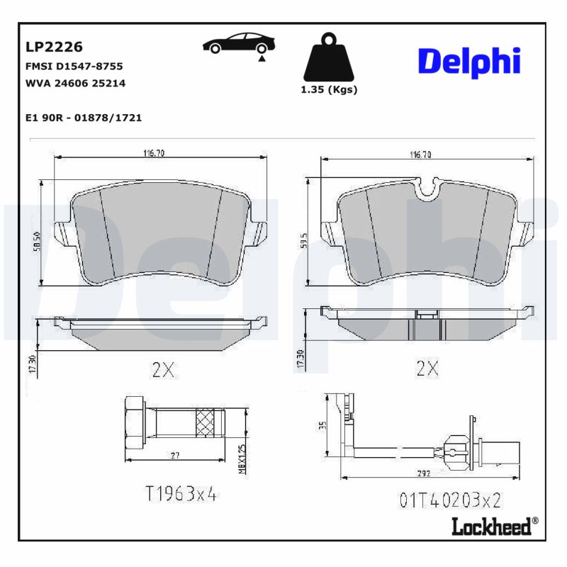 Für DELPHI LP2226 Brake Pad Set, disc brake LP2226 Brake pads set rear , fits: - Bild 8