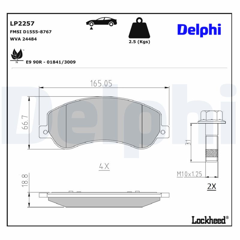 Für DELPHI LP2257 Brake Pad Set, disc brake LP2257 Brake pads set front , fits: - Bild 8