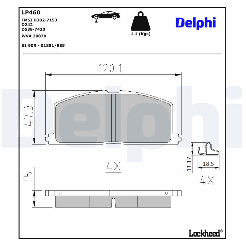 DELPHI Bremsbelagsatz, Scheibenbremse LP460 für TOYOTA - Bild 7