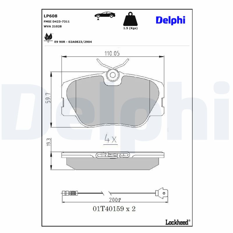 Delphi Bremsbelagsatz, Scheibenbremse Lp608 Für Mercedes - Bild 7
