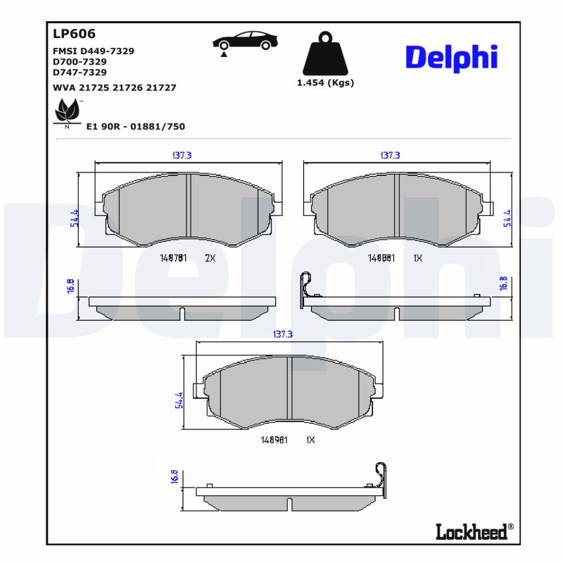 Delphi Lp606 Bremsbelag - (4-Teilig) | Kompatibel Mit: Gm Korea Korando, Korando Cabrio, Musso, Hyundai Coupe I, Coupe Ii, Elantra Iii, Elantra Iii Stufenheck - Bild 9