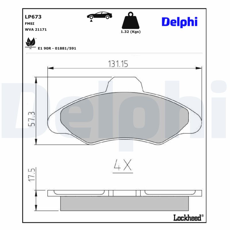 Bremsbelagsatz, Scheibenbremse LP673 DELPHI für FORD ESCORT V ORION III - Bild 6