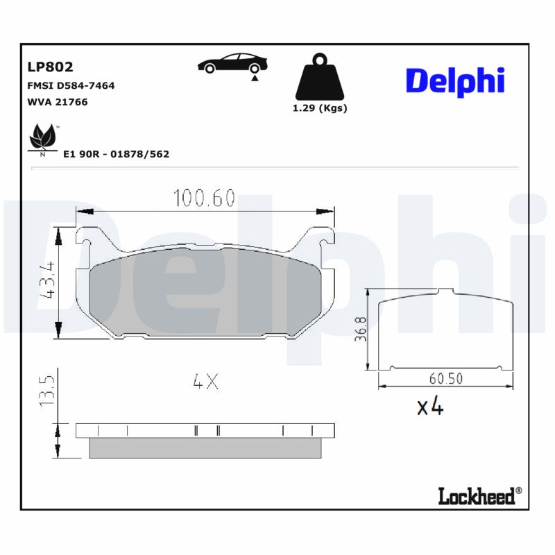 Delphi Bremsbelagsatz, Scheibenbremse [Hersteller-Nr. LP802] für Ford Usa, Mazda - Bild 9