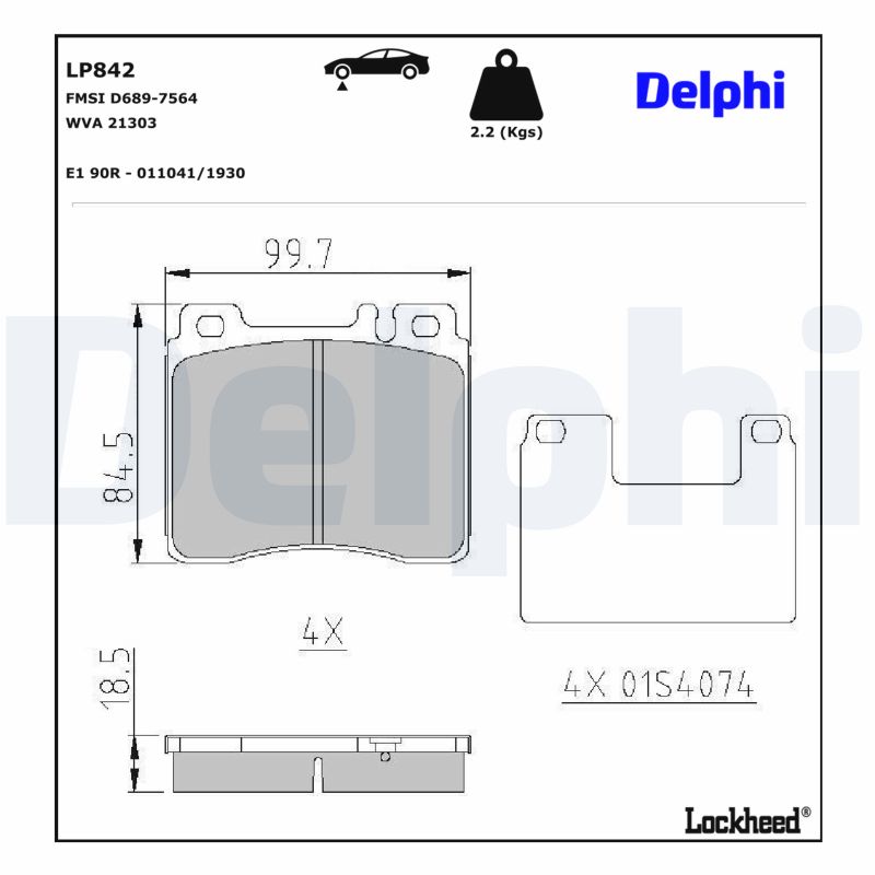 Bremsbelagsatz, Scheibenbremse LP842 DELPHI für MERCEDES-BENZ SL S-CLASS - Bild 7