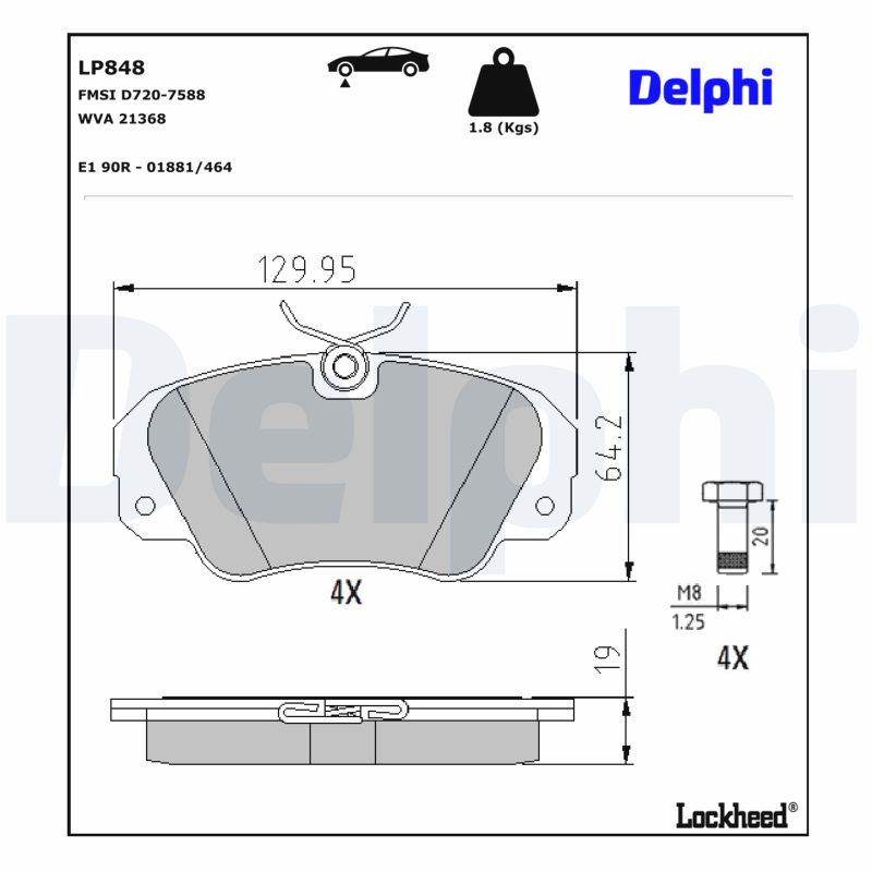 Für DELPHI LP848 Brake Pad Set, Disc Brake - Bild 8