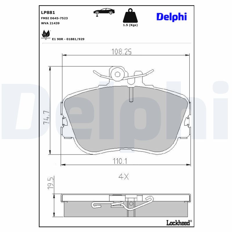 Delphi LP881 Bremsbelag - (4-teilig) | Kompatibel mit: MERCEDES-BENZ C-CLASS, C-CLASS T-Model - Bild 8