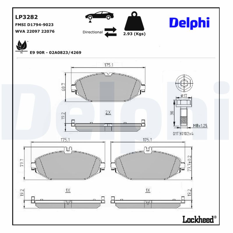 Für DELPHI LOCKHEED HAMULCE LP3282 BRAKE PAD AXLE SET MERCEDES - Bild 7