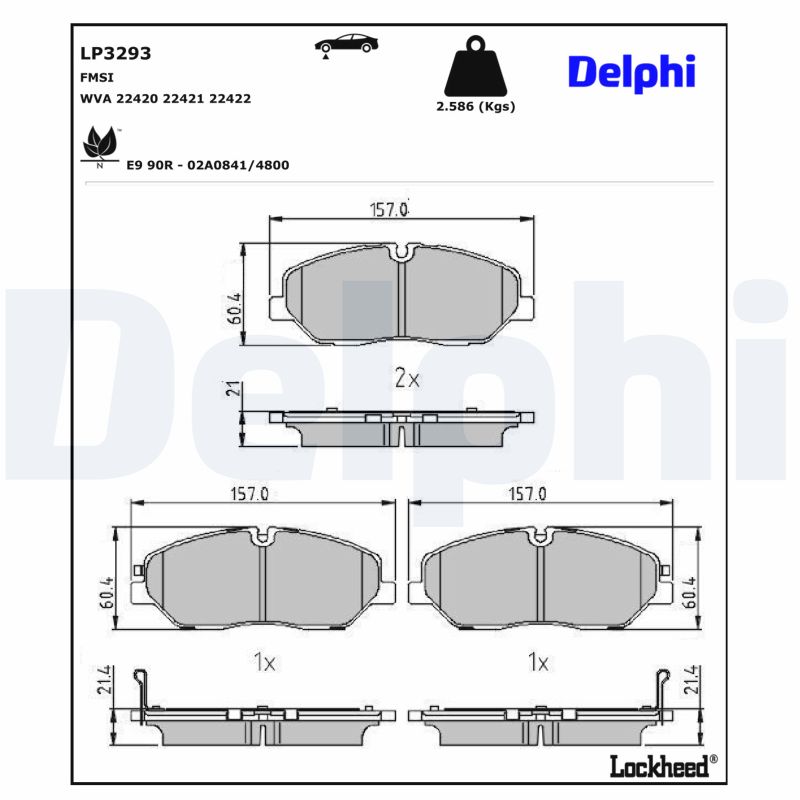 Für DELPHI LOCKHEED HAMULCE LP3293 BRAKE PAD AXLE SET HYUNDAI - Bild 10