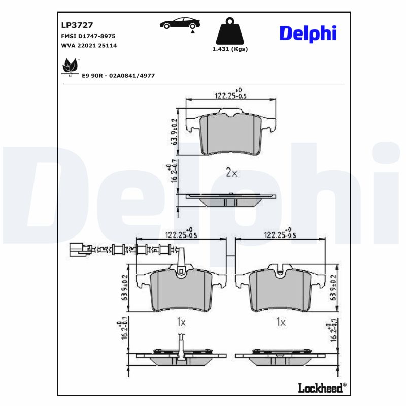 Delphi LP3727 Bremsbelagsatz für Scheibenbremse Bremsbelagsatz für Jaguar - Bild 4
