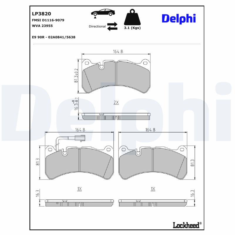 Bremsbelagsatz, Scheibenbremse LP3820 DELPHI für MASERATI GHIBLI III - Bild 6