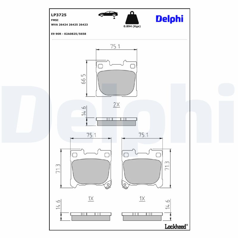 Für DELPHI LOCKHEED HAMULCE LP3725 HAM PADS. KPL - Bild 5