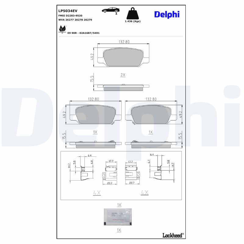 Für DELPHI LP5034EV Brake Pad Set, disc brake LP5034EV Brake pads set rear (for - Bild 9