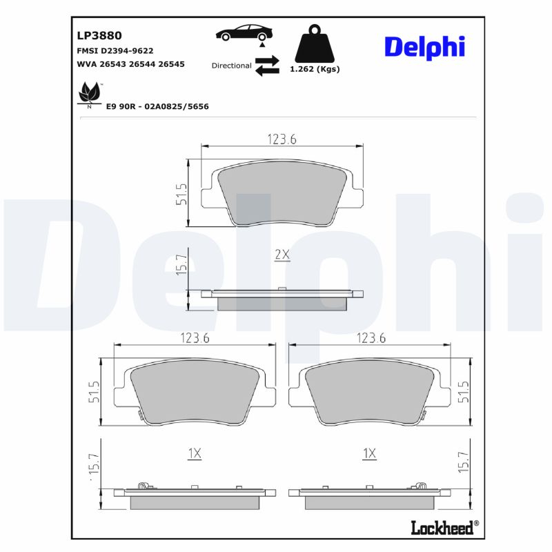 Für DELPHI LOCKHEED HAMULCE LP3880 HAM PADS. KPL - Bild 10