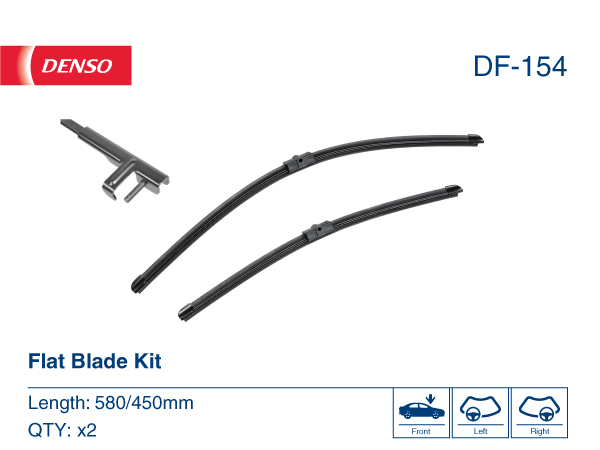 DENSO Flachwischer-Set DF-154 (580/450 mm): Zwei leise, langlebige Wischer mit aerodynamischem Design. OEM-Qualität, breite Kompatibilität, 2 Jahre Garantie - Bild 7
