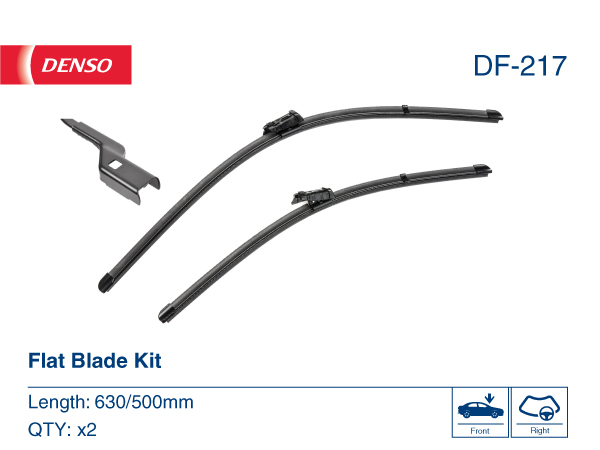 DENSO Flachwischer-Set DF-217 (630/500 mm, Rechtslenker): Zwei leise, langlebige Wischer mit aerodynamischem Design. OEM-Qualität, breite Kompatibilität, 2 Jahre Garantie. - Bild 3