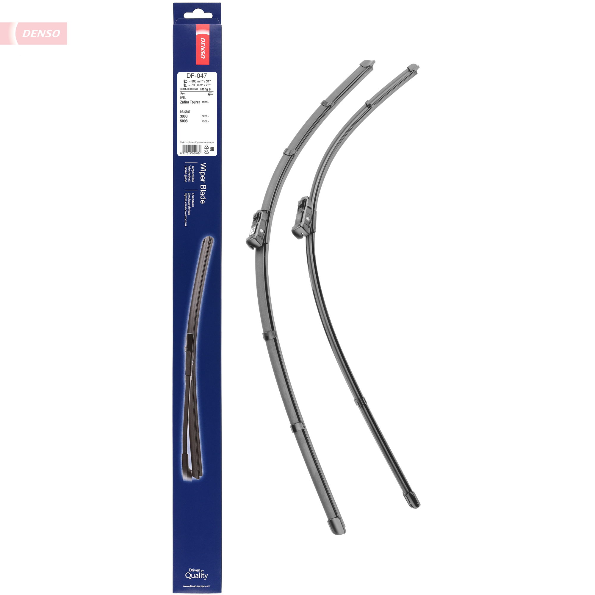 DENSO Flachwischer-Set DF-047 (800/700 mm, Linkslenker): Zwei leise, langlebige Wischer mit aerodynamischem Design. OEM-Qualität, breite Kompatibilität, 2 Jahre Garantie. - Bild 4
