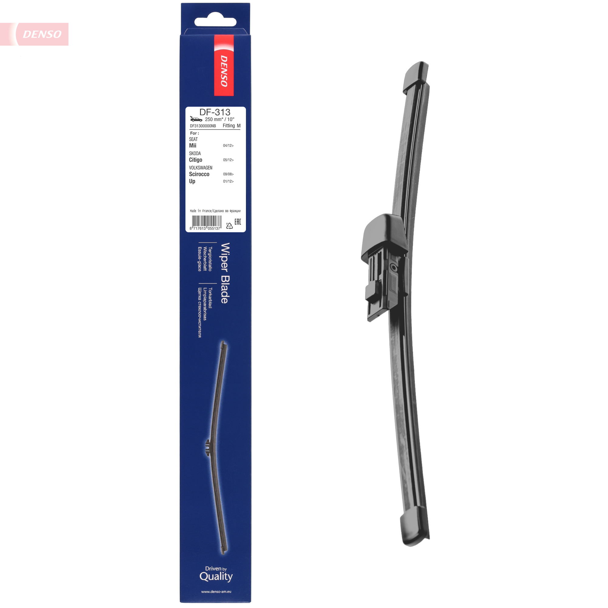 DENSO Heck Flachwischer DF-313 (250 mm): Leiser, langlebiger Wischer mit aerodynamischem Design. OEM-Qualität, breite Kompatibilität, 2 Jahre Garantie. - Bild 5
