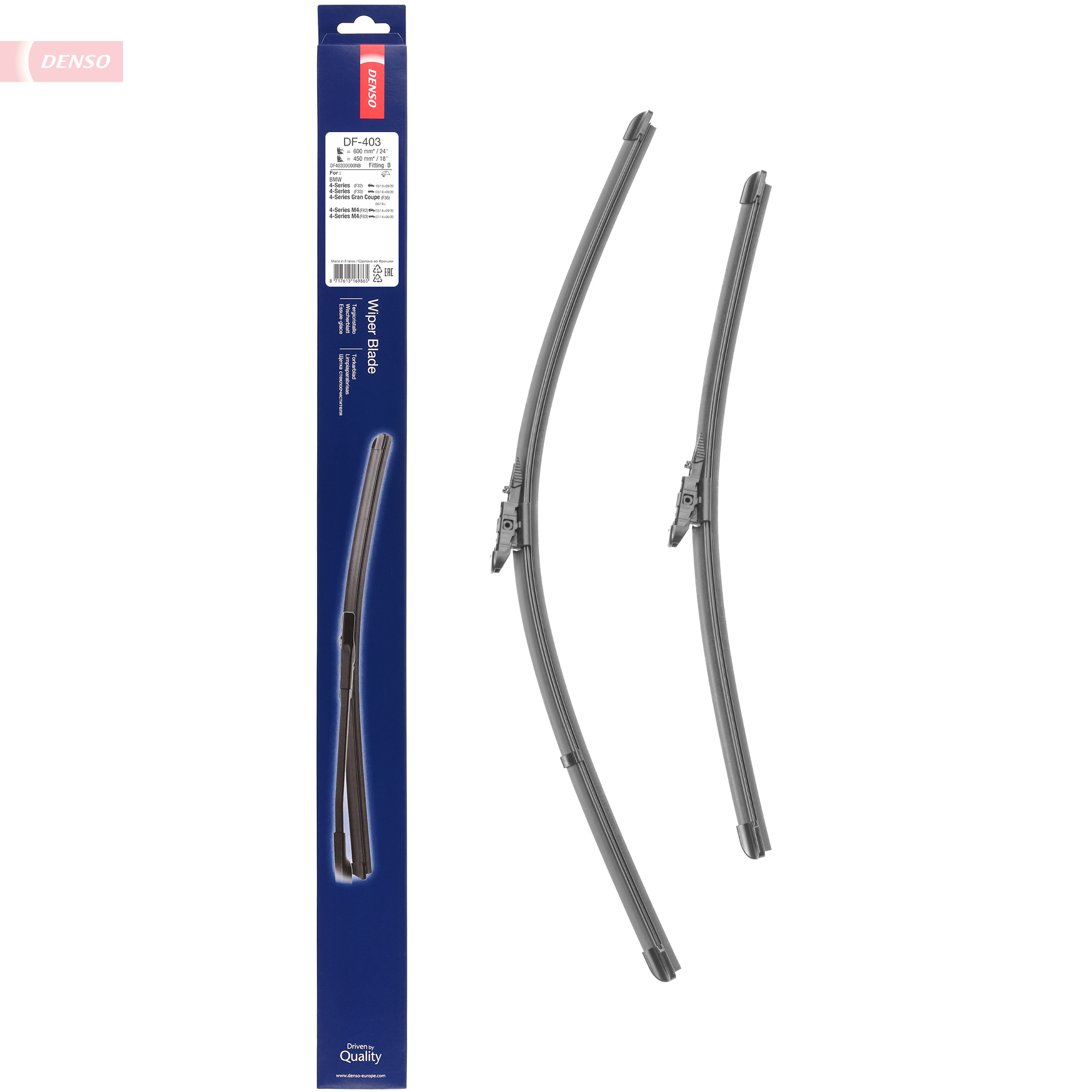 DENSO Flachwischer-Set DF-403 (600/450 mm, Linkslenker): Zwei leise, langlebige Wischer mit aerodynamischem Design. OEM-Qualität, breite Kompatibilität, 2 Jahre Garantie - Bild 5