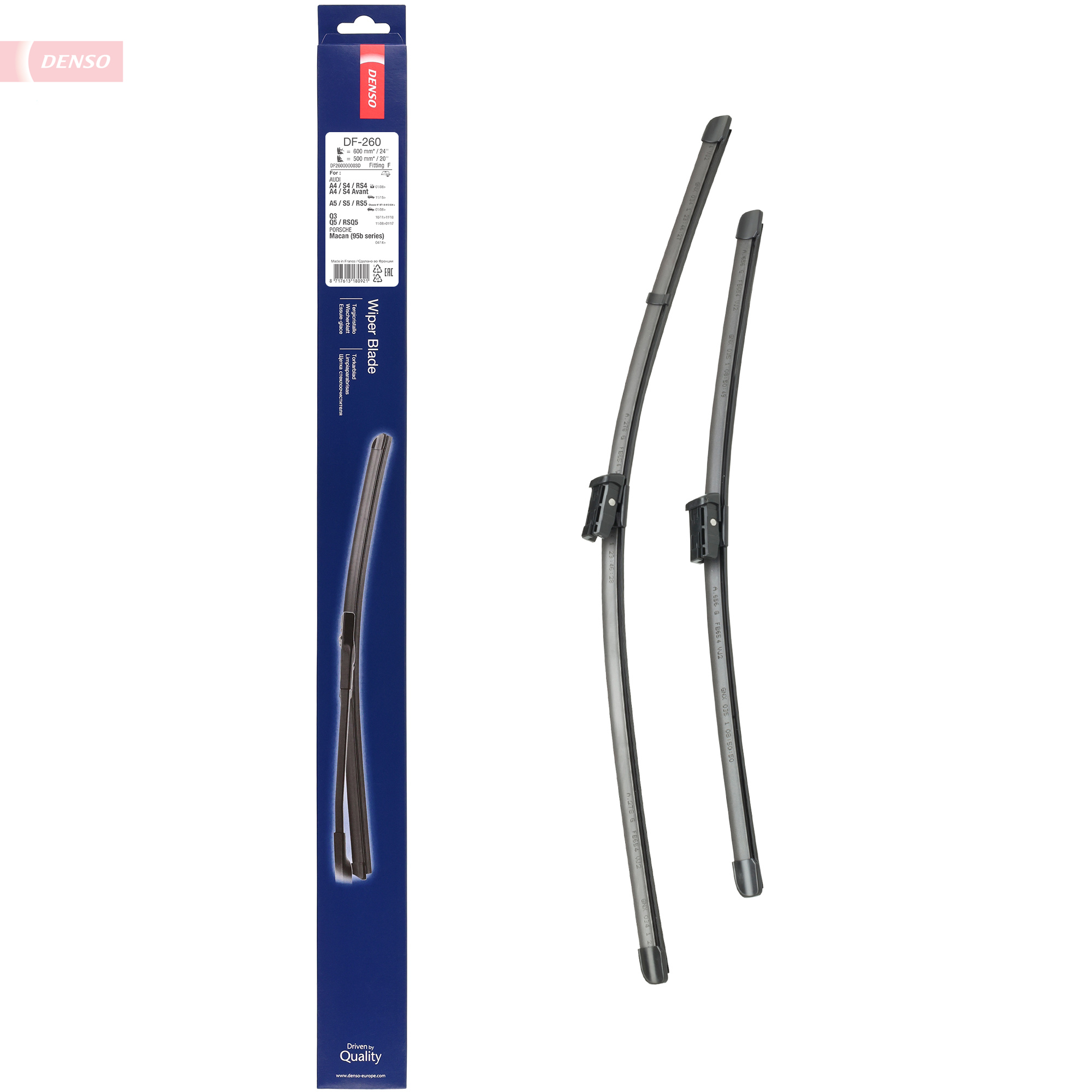 DENSO Flachwischer-Set DF-260 (600/500mm mm, Linkslenker) | Zwei leise, langlebige Wischer mit aerodynamischem Design. OEM-Qualität, breite Kompatibilität, 2 Jahre Garantie - Bild 2