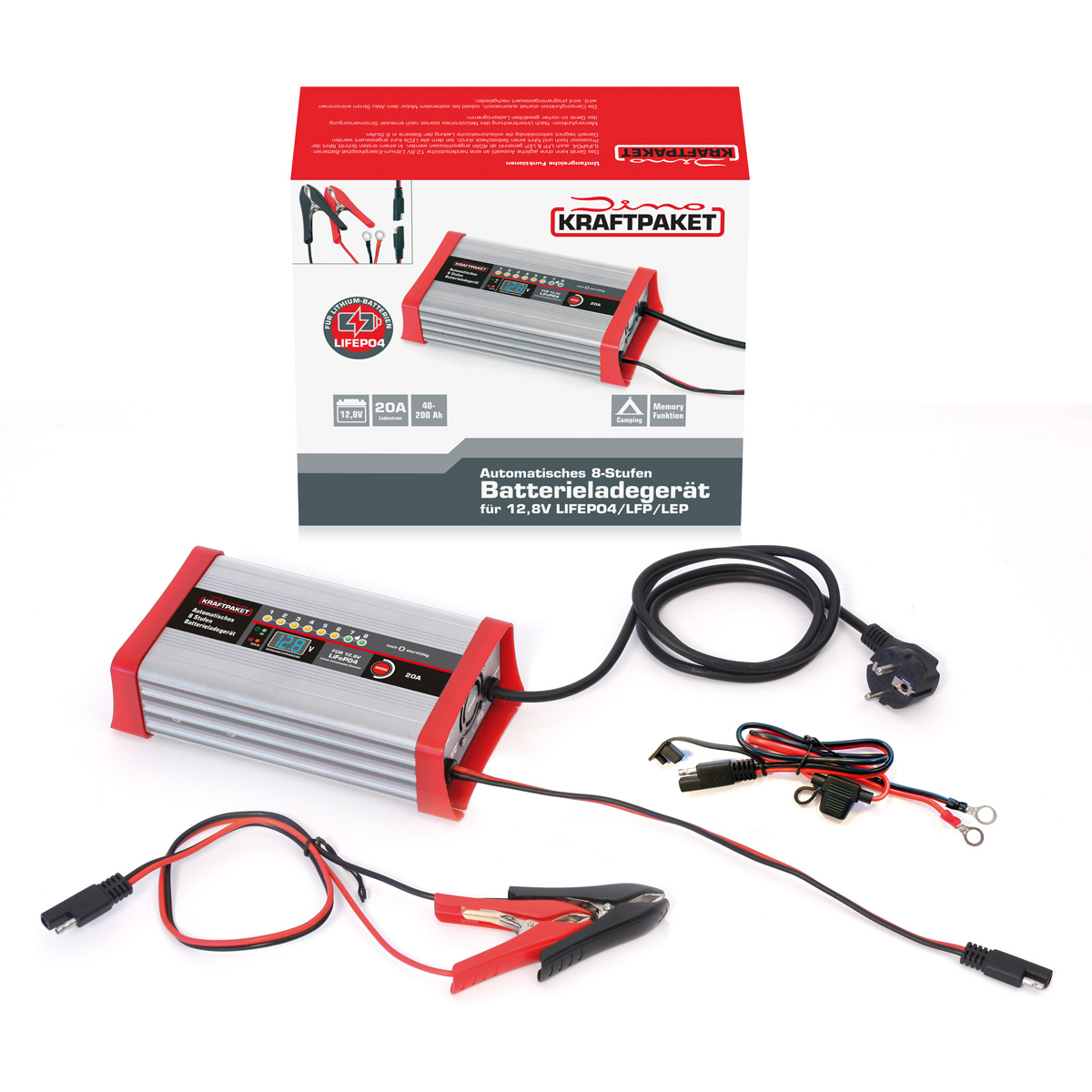 DINO Batterieladegerät KRAFTPAKET Lithium-Batterieladegerät 12V-20A 136342