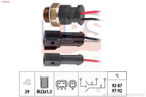 EPS Temperaturschalter, Kühlerlüfter 1850610 für Fiat LANCIA ALFA ROMEO