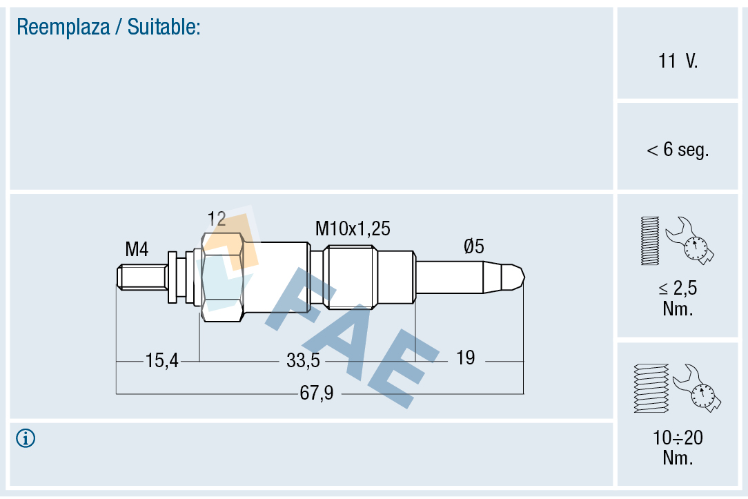 FAE Glühkerze 74188 für NISSAN