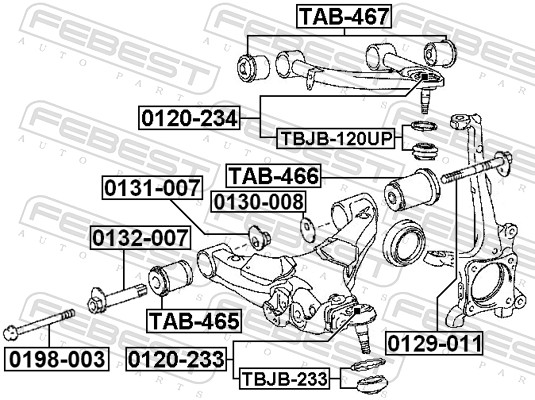 FEBEST Befestigungsbolzen, Querlenker 0198003 für TOYOTA