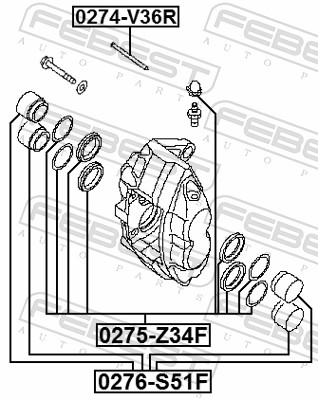 FEBEST Führungsbolzen, Bremssattel 0274v36r Hinterachse für NISSAN