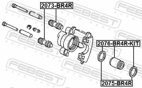 FEBEST Faltenbalg, Bremssattelführung 2073br4r Hinterachse für Chrysler