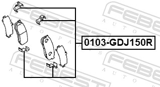 FEBEST Zubehörsatz, Scheibenbremsbelag 0103gdj150r Hinterachse für TOYOTA