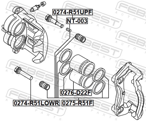 FEBEST Zubehörsatz, Bremssattel nt003 Vorderachse für NISSAN Subaru