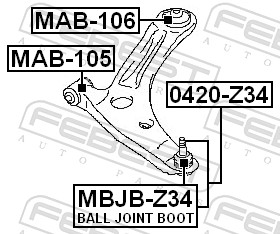 FEBEST Lagerung, Lenker mab105 Vorderachse unten für Citroën/Peugeot MITSUBISHI Chrysler Mercedes CHERY