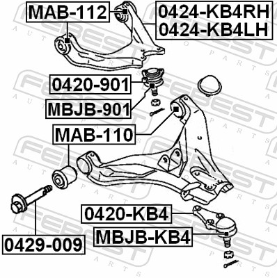 FEBEST Manschette, Trag-/Führungsgelenk mbjbkb4 Vorderachse beidseitig für MITSUBISHI