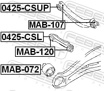 FEBEST Lagerung, Lenker mab120 Hinterachse unten für MITSUBISHI