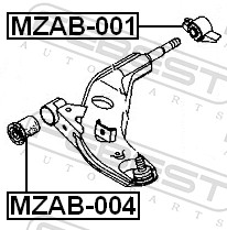 FEBEST Lagerung, Lenker mzab004 Vorderachse unten für MAZDA HYUNDAI