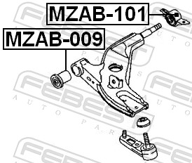 FEBEST Lagerung, Lenker mzab101 Vorderachse unten für MAZDA