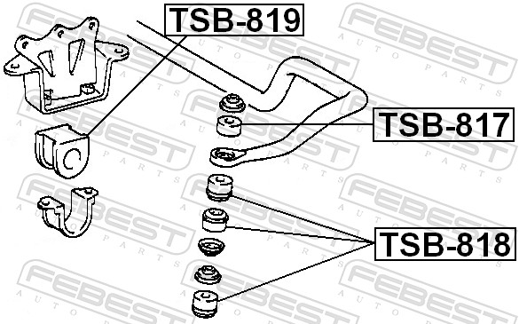 FEBEST Lagerung, Achsstrebe tsb818 für TOYOTA