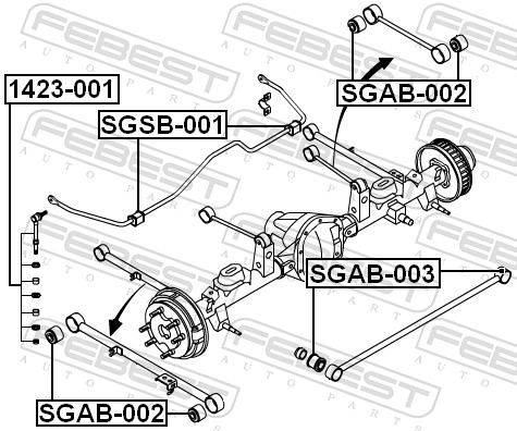 FEBEST Lagerung, Lenker sgab003 rechts für SSANGYONG