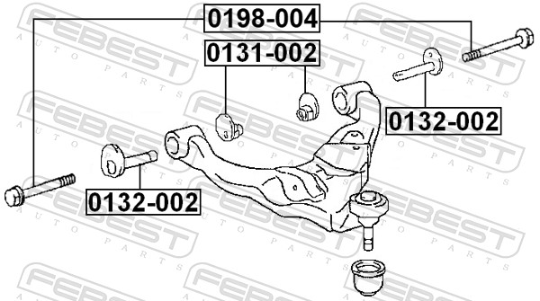 FEBEST Befestigungsbolzen, Querlenker 0198004 für TOYOTA HYUNDAI