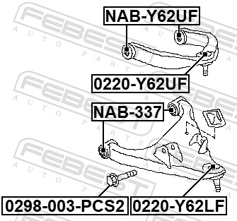 FEBEST Befestigungsbolzen, Querlenker 0298003pcs2 vorne für RENAULT