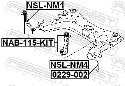 FEBEST Reparatursatz, Stabilisatorkoppelstange nab115kit Vorderachse für NISSAN