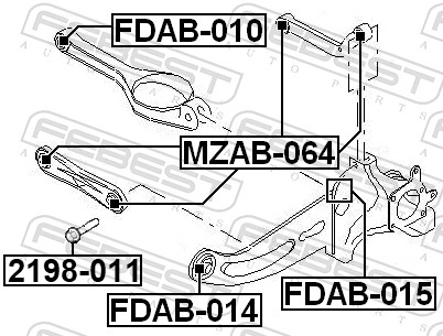 FEBEST Befestigungsbolzen, Querlenker 2198011 für Volvo Ford GEELY