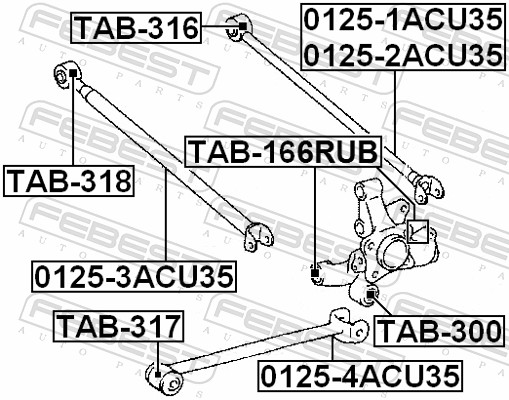 FEBEST Lagerung, Lenker tab166rub vor der Achse für TOYOTA